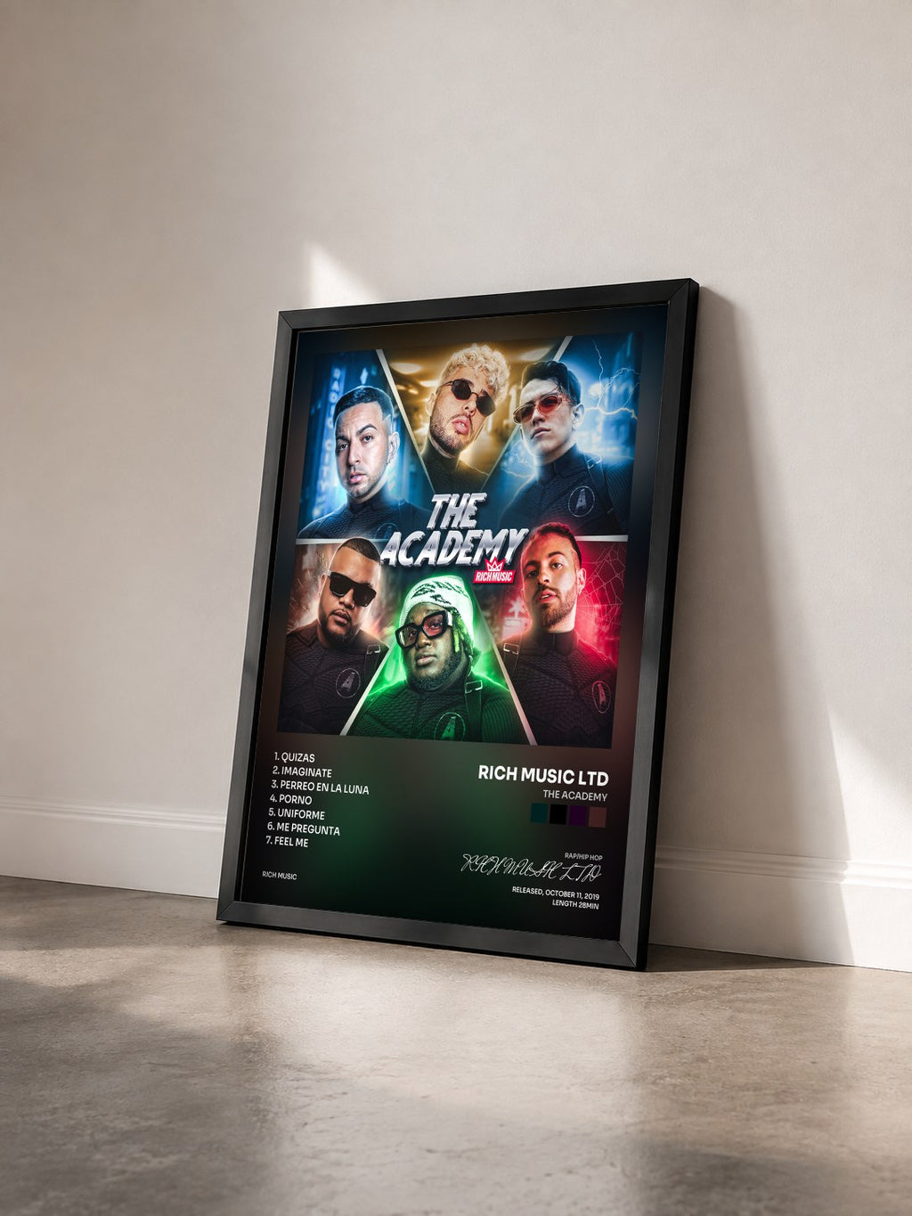 #noir Tableau de l'album The Academy de RICH MUSIC LTD vu de trois quarts, cadre noir