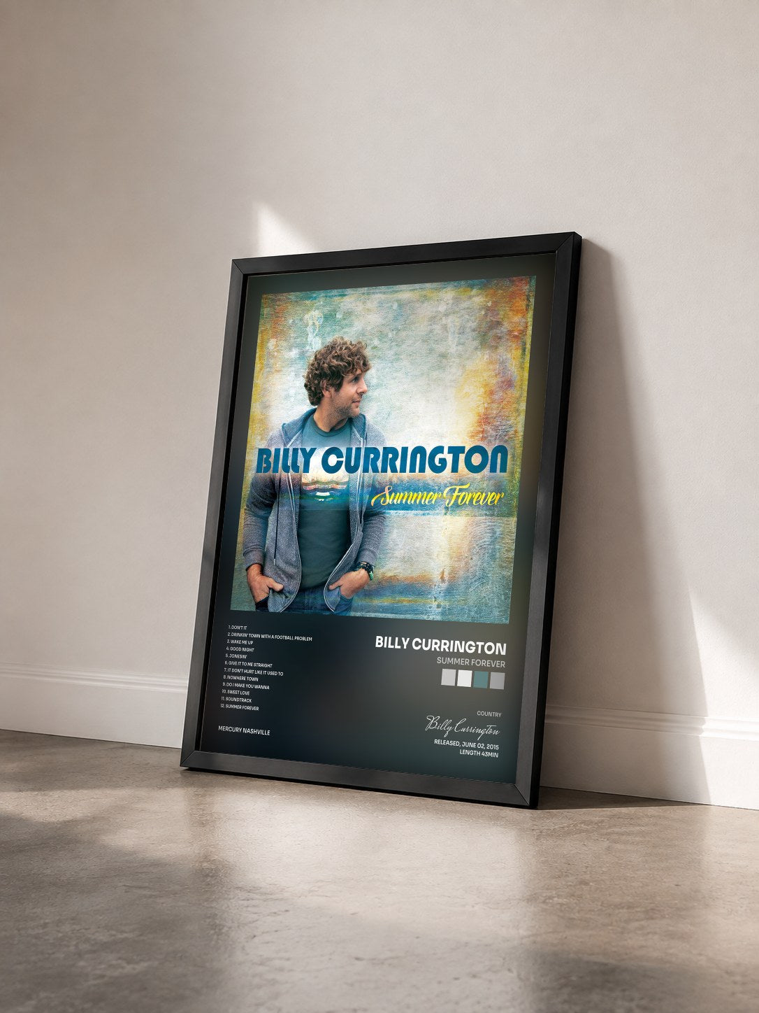 #noir Tableau de l'album Summer Forever de Billy Currington vu de trois quarts, cadre noir