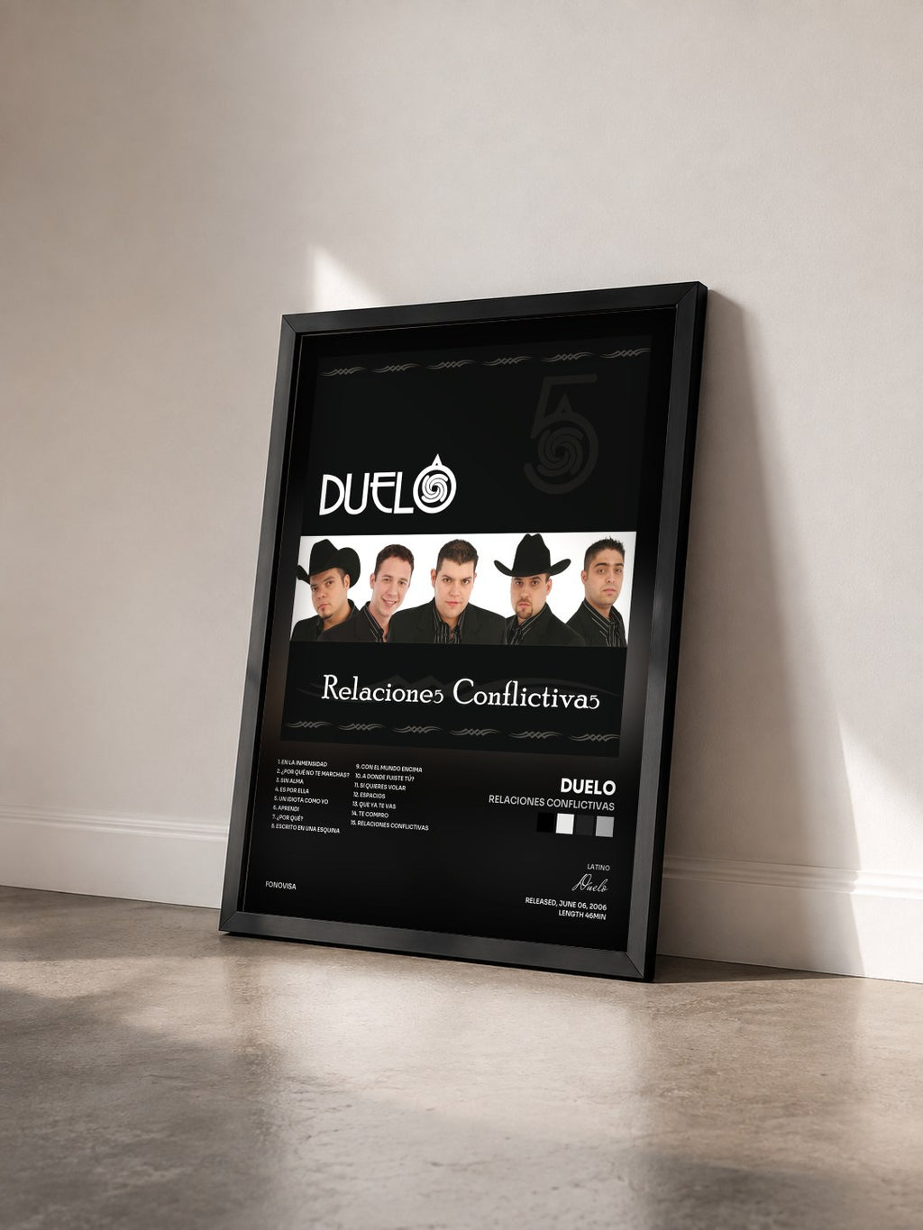 #noir Tableau de l'album Relaciones Conflictivas de Duelo vu de trois quarts, cadre noir