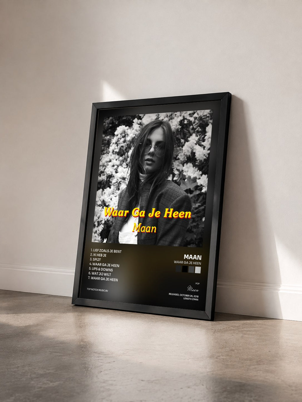 #noir Tableau de l'album Waar Ga Je Heen de Maan vu de trois quarts, cadre noir