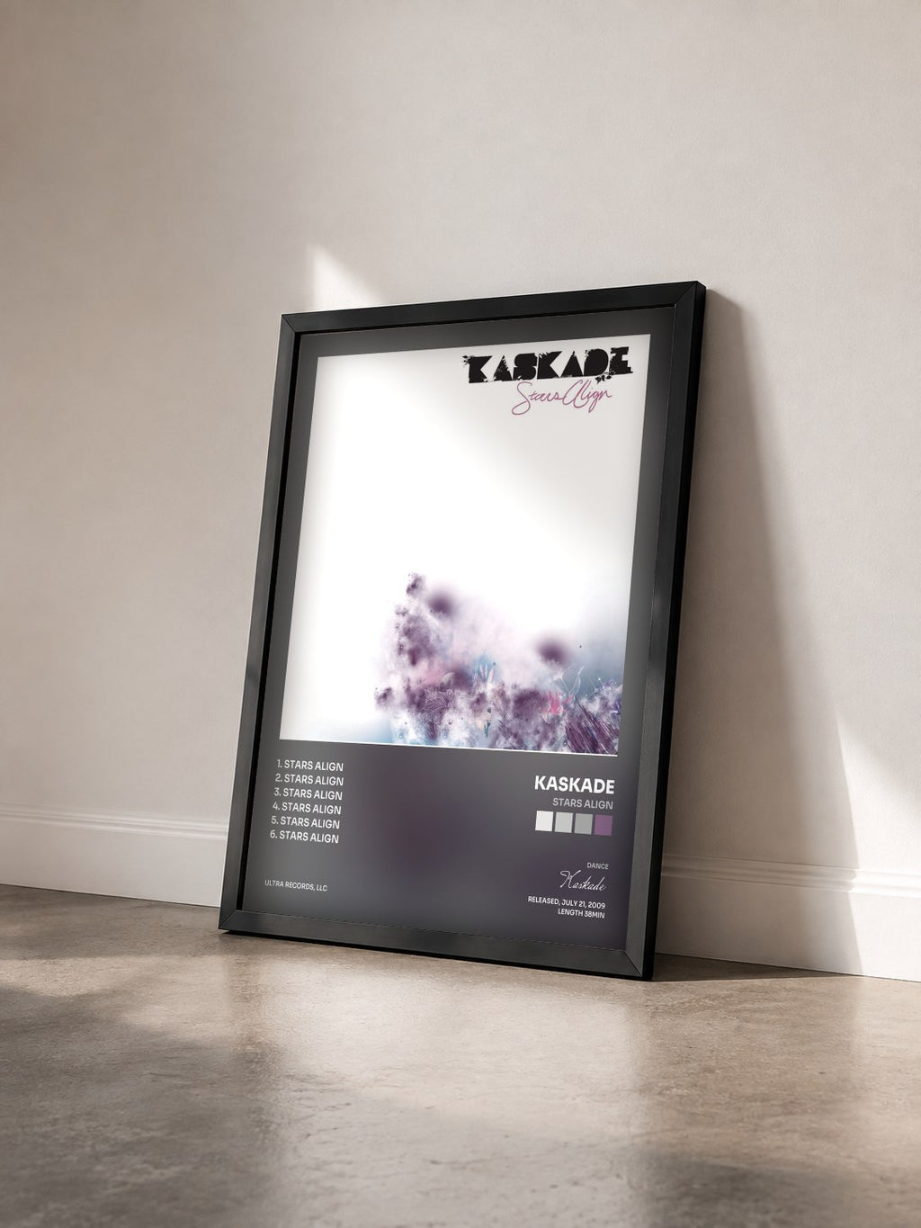 #noir Tableau de l'album Stars Align de Kaskade vu de trois quarts, cadre noir