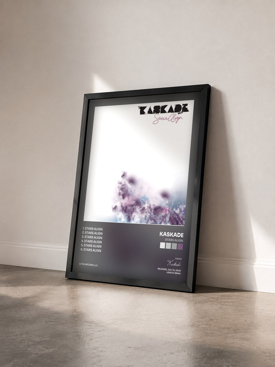 #noir Tableau de l'album Stars Align de Kaskade vu de trois quarts, cadre noir