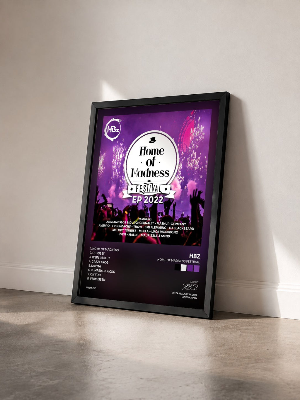 #noir Tableau de l'album Home of Madness Festival de HBZ vu de trois quarts, cadre noir