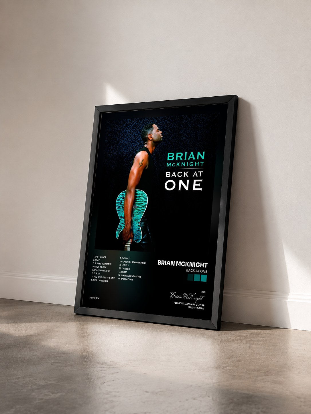 #noir Tableau de l'album Back At One de Brian McKnight vu de trois quarts, cadre noir