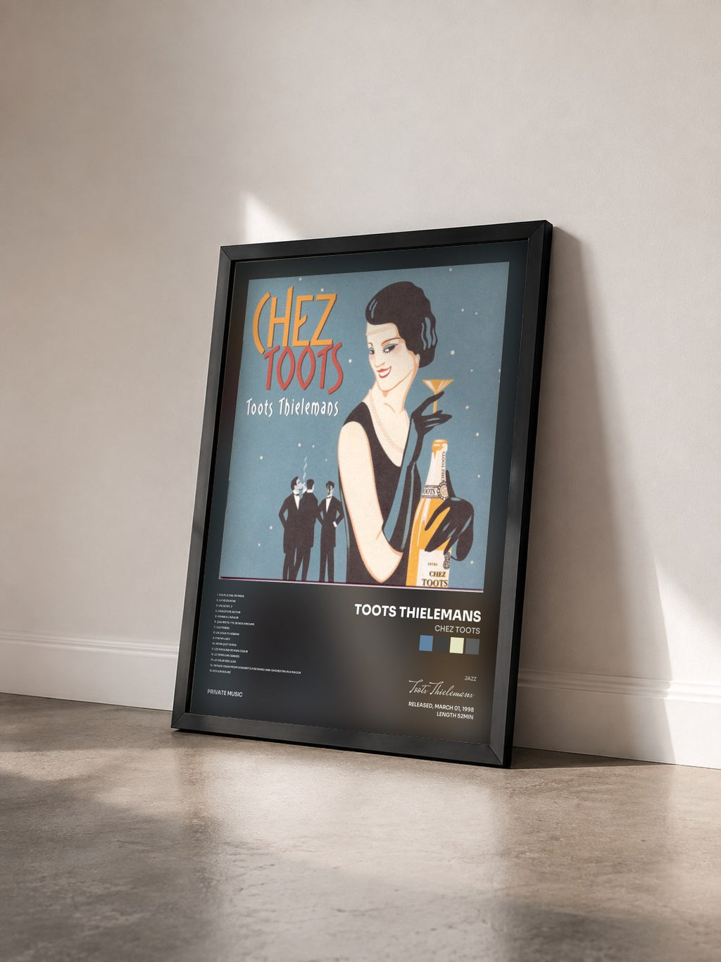 #noir Tableau de l'album Chez Toots de Toots Thielemans vu de trois quarts, cadre noir