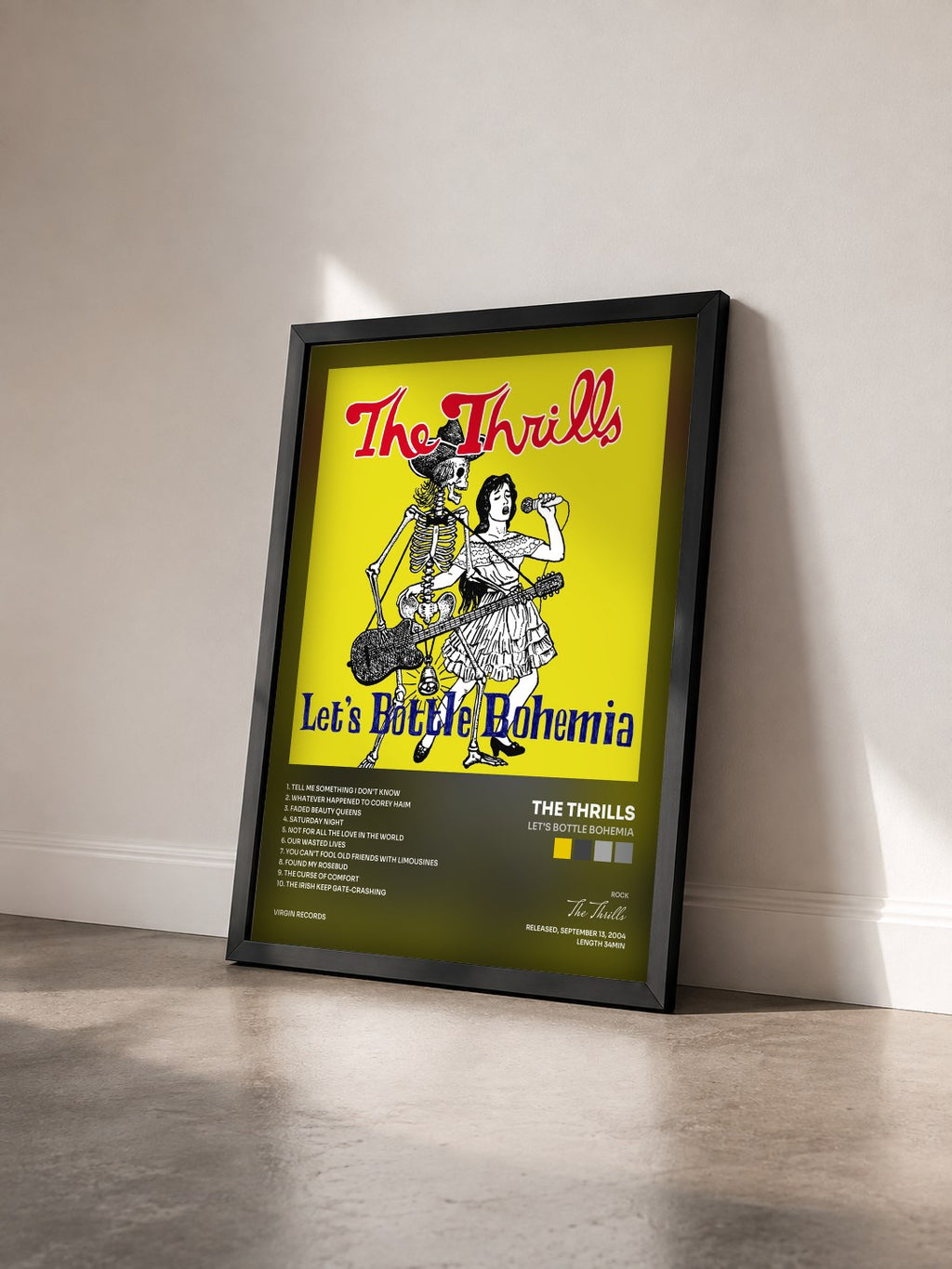 #noir Tableau de l'album Let's Bottle Bohemia de The Thrills vu de trois quarts, cadre noir