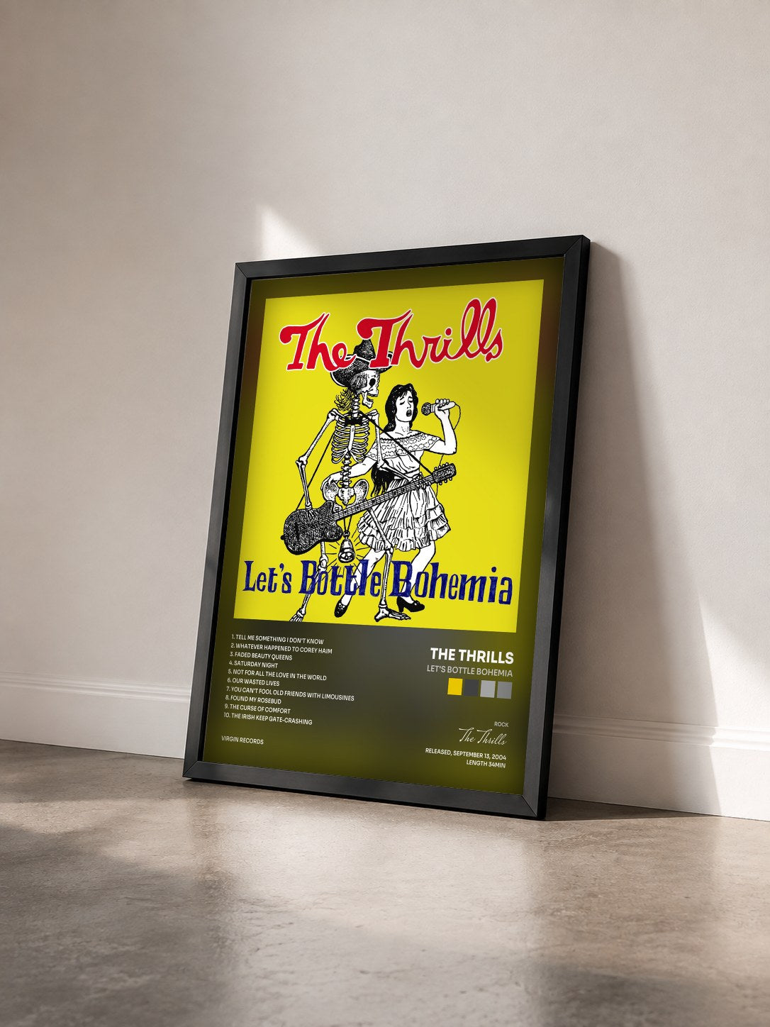 #noir Tableau de l'album Let's Bottle Bohemia de The Thrills vu de trois quarts, cadre noir
