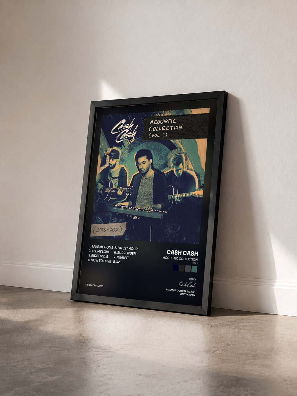 #noir Tableau de l'album Acoustic Collection (Vol. 1) de Cash Cash vu de trois quarts, cadre noir