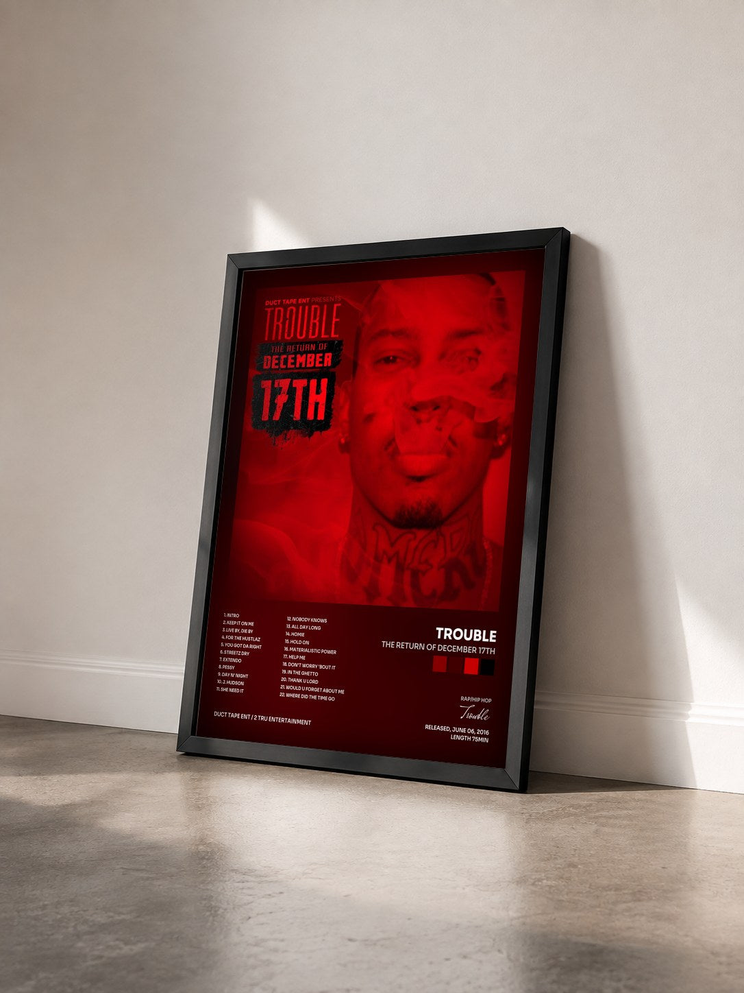 #noir Tableau de l'album The Return of December 17th de Trouble vu de trois quarts, cadre noir