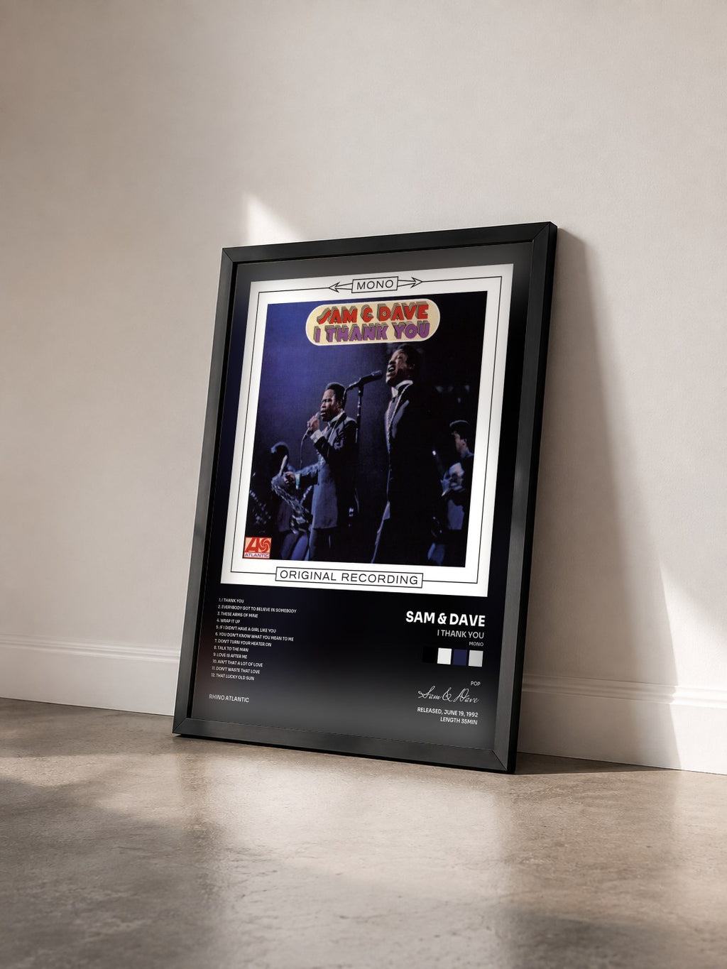 #noir Tableau de l'album I Thank You (Mono) de Sam & Dave vu de trois quarts, cadre noir