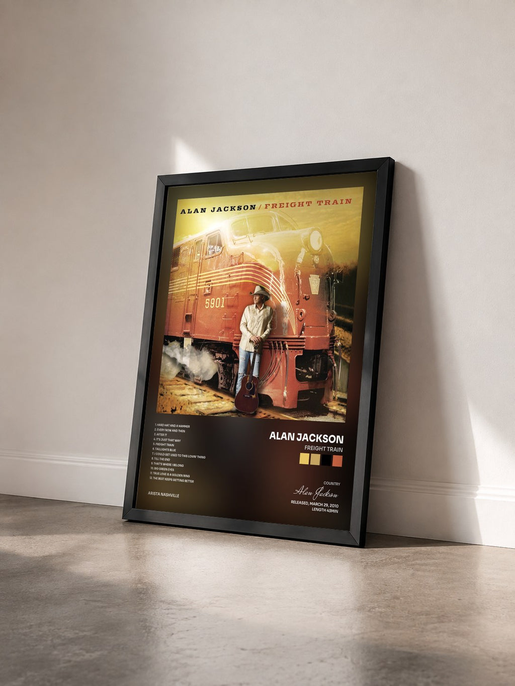#noir Tableau de l'album Freight Train de Alan Jackson vu de trois quarts, cadre noir