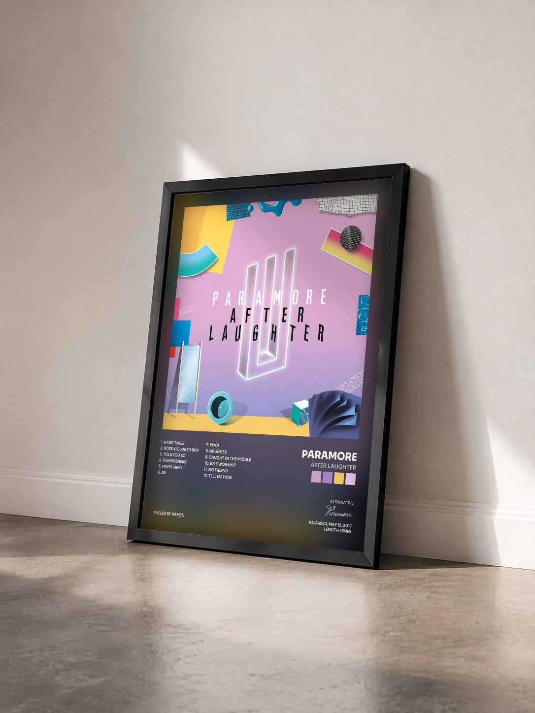 #noir Tableau de l'album After Laughter de Paramore vu de trois quarts, cadre noir