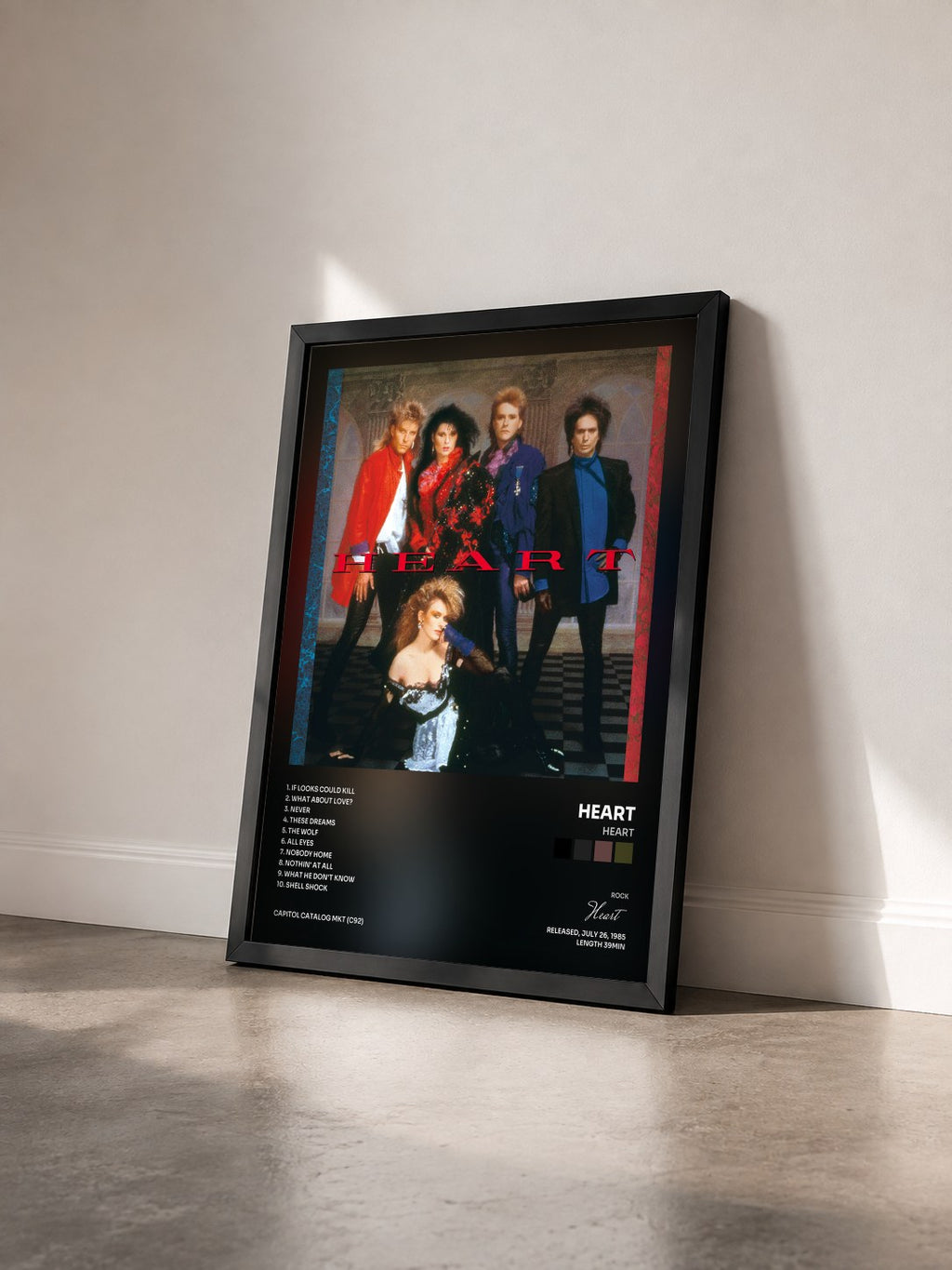 #noir Tableau de l'album Heart de Heart vu de trois quarts, cadre noir