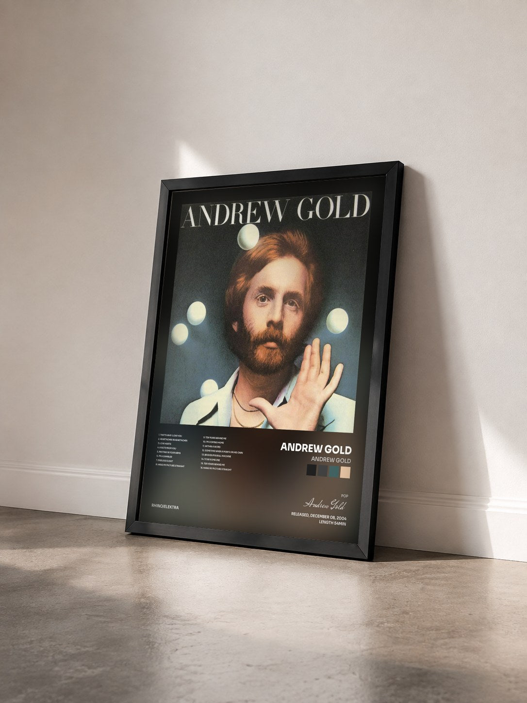 #noir Tableau de l'album Andrew Gold de Andrew Gold vu de trois quarts, cadre noir