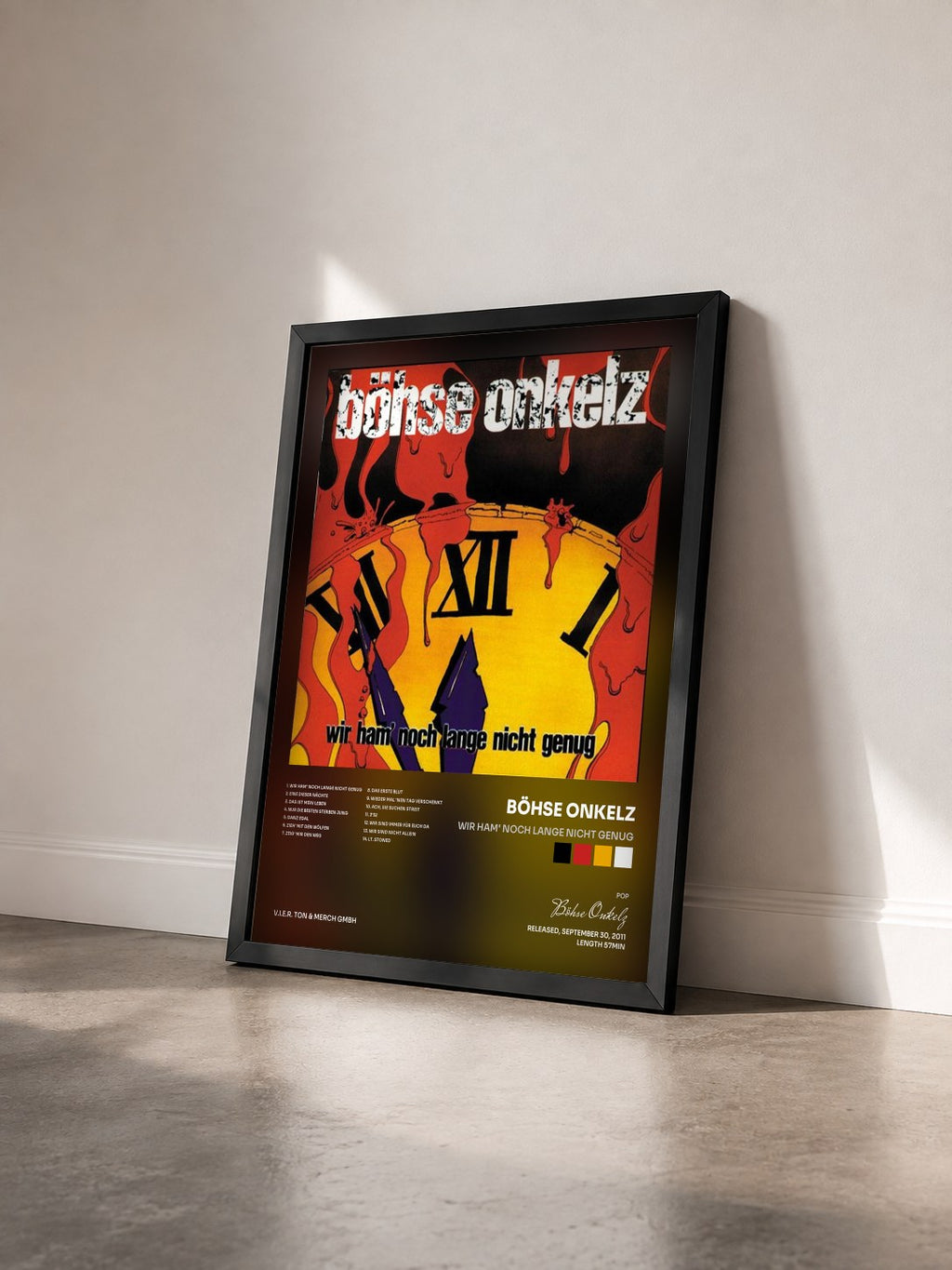 #noir Tableau de l'album Wir ham' noch lange nicht genug de Böhse Onkelz vu de trois quarts, cadre noir