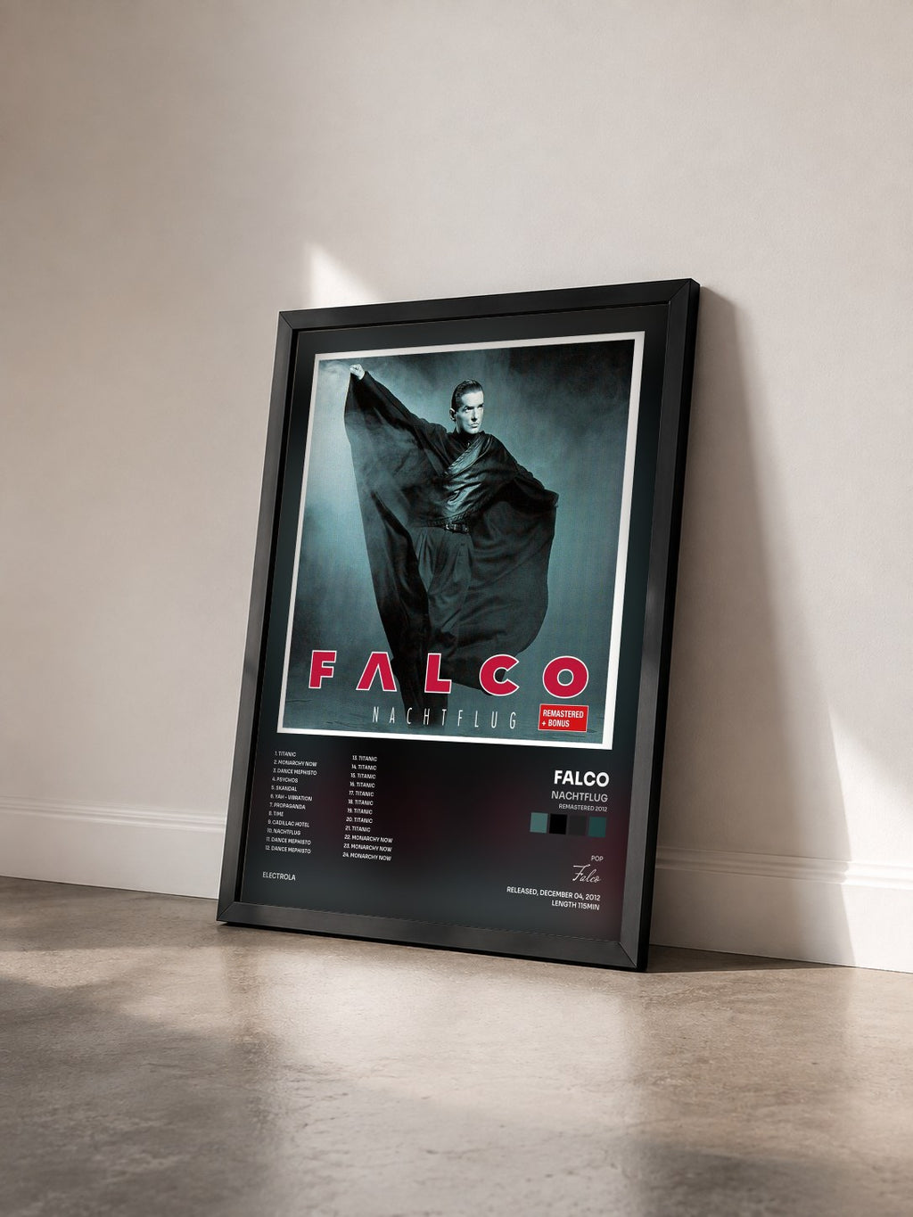 #noir Tableau de l'album Nachtflug (Remastered 2012) de Falco vu de trois quarts, cadre noir