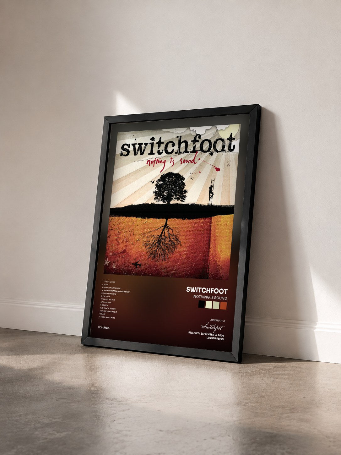 #noir Tableau de l'album Nothing Is Sound de Switchfoot vu de trois quarts, cadre noir