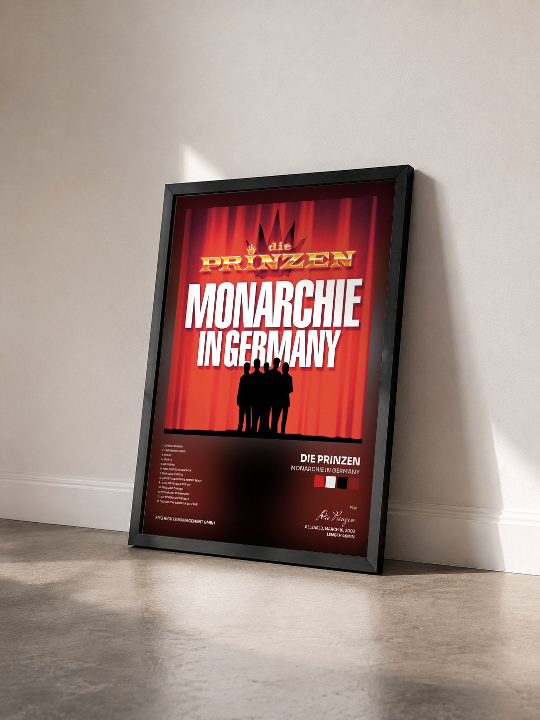 #noir Tableau de l'album Monarchie in Germany de Die Prinzen vu de trois quarts, cadre noir