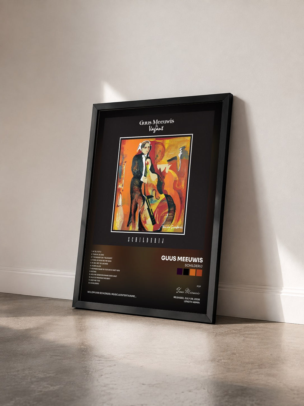 #noir Tableau de l'album Schilderij de Guus Meeuwis vu de trois quarts, cadre noir
