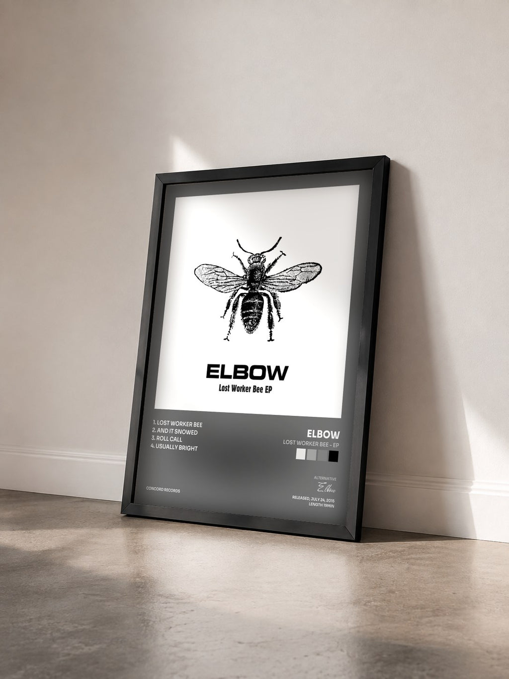 #noir Tableau de l'album Lost Worker Bee - EP de Elbow vu de trois quarts, cadre noir