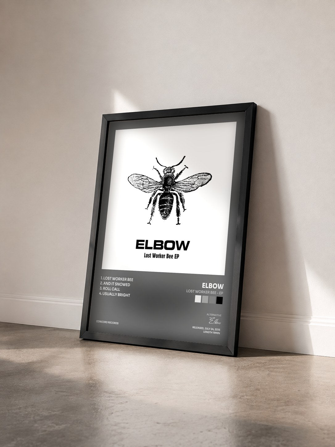 #noir Tableau de l'album Lost Worker Bee - EP de Elbow vu de trois quarts, cadre noir