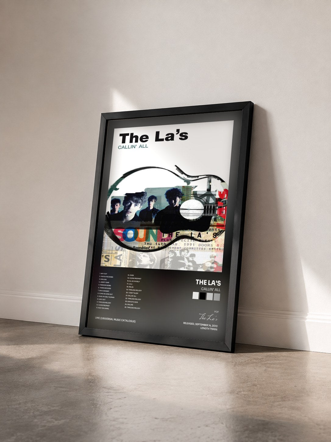 #noir Tableau de l'album Callin' All de The La's vu de trois quarts, cadre noir