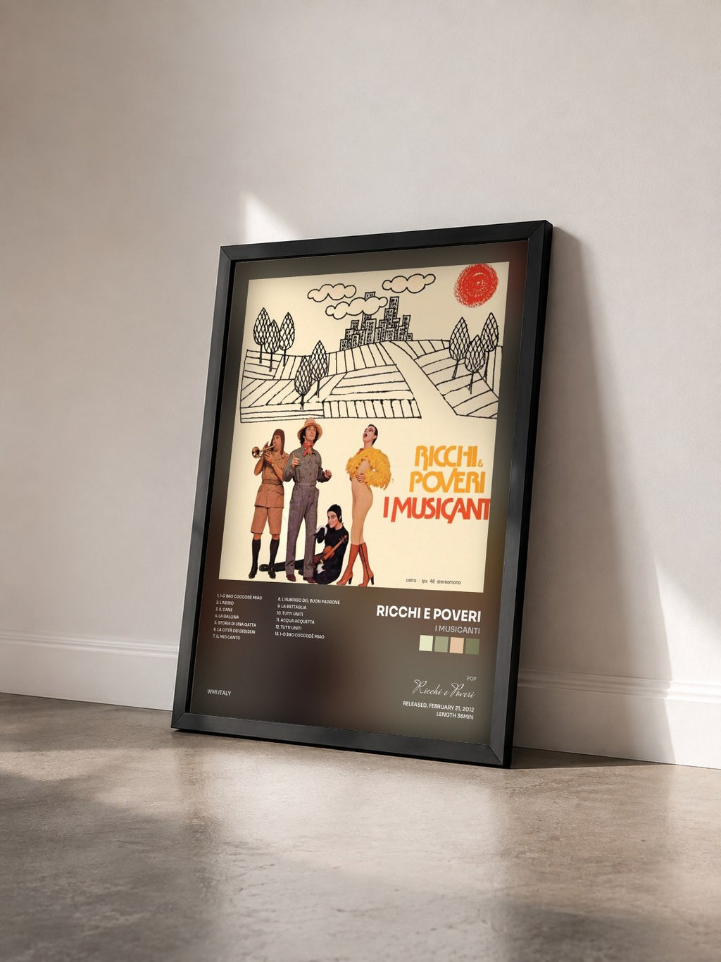#noir Tableau de l'album I Musicanti de Ricchi e Poveri vu de trois quarts, cadre noir