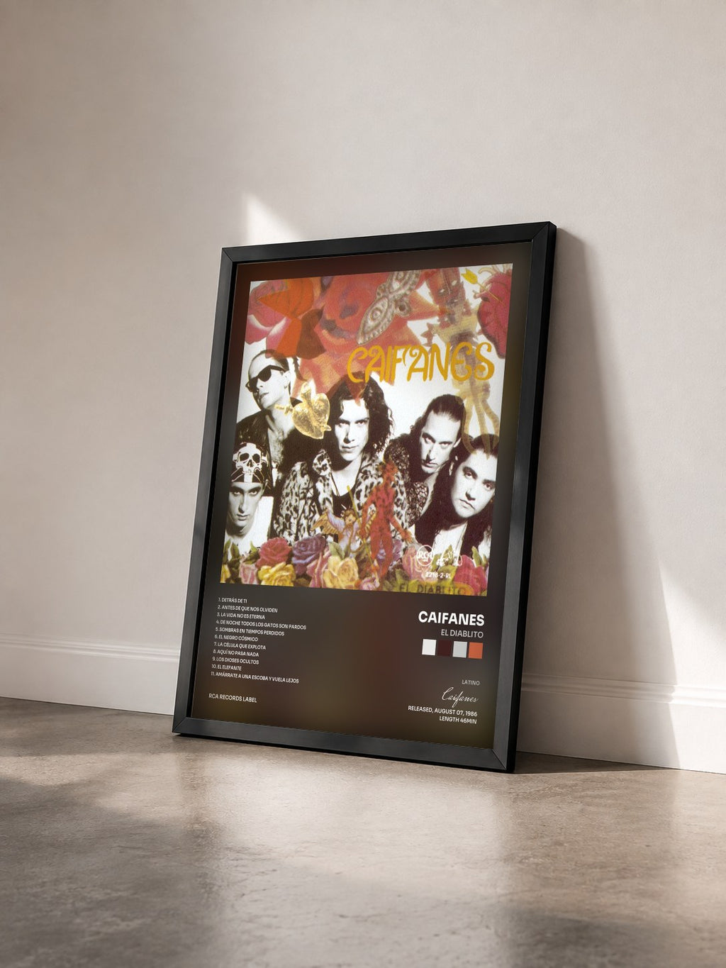 #noir Tableau de l'album El Diablito de Caifanes vu de trois quarts, cadre noir