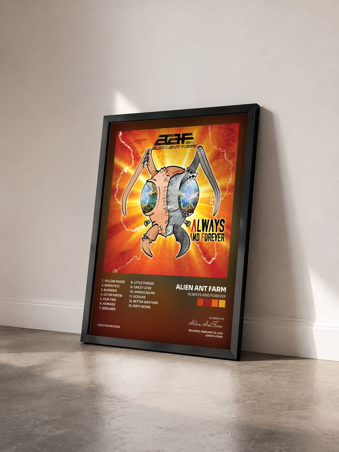 #noir Tableau de l'album Always And Forever de Alien Ant Farm vu de trois quarts, cadre noir