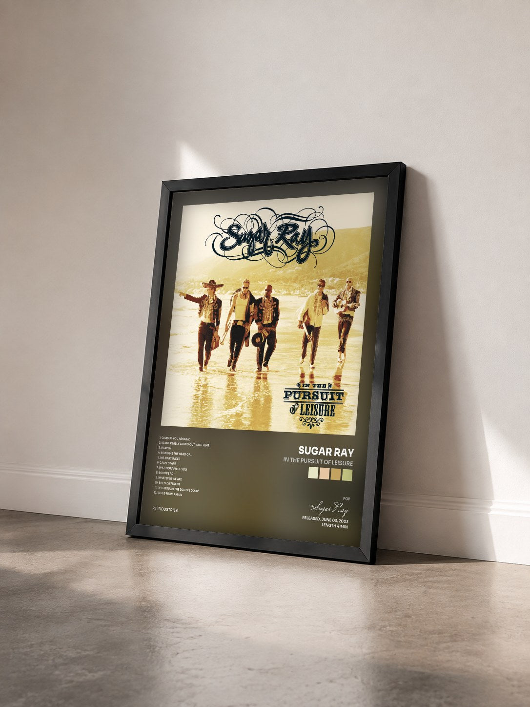#noir Tableau de l'album In The Pursuit of Leisure de Sugar Ray vu de trois quarts, cadre noir