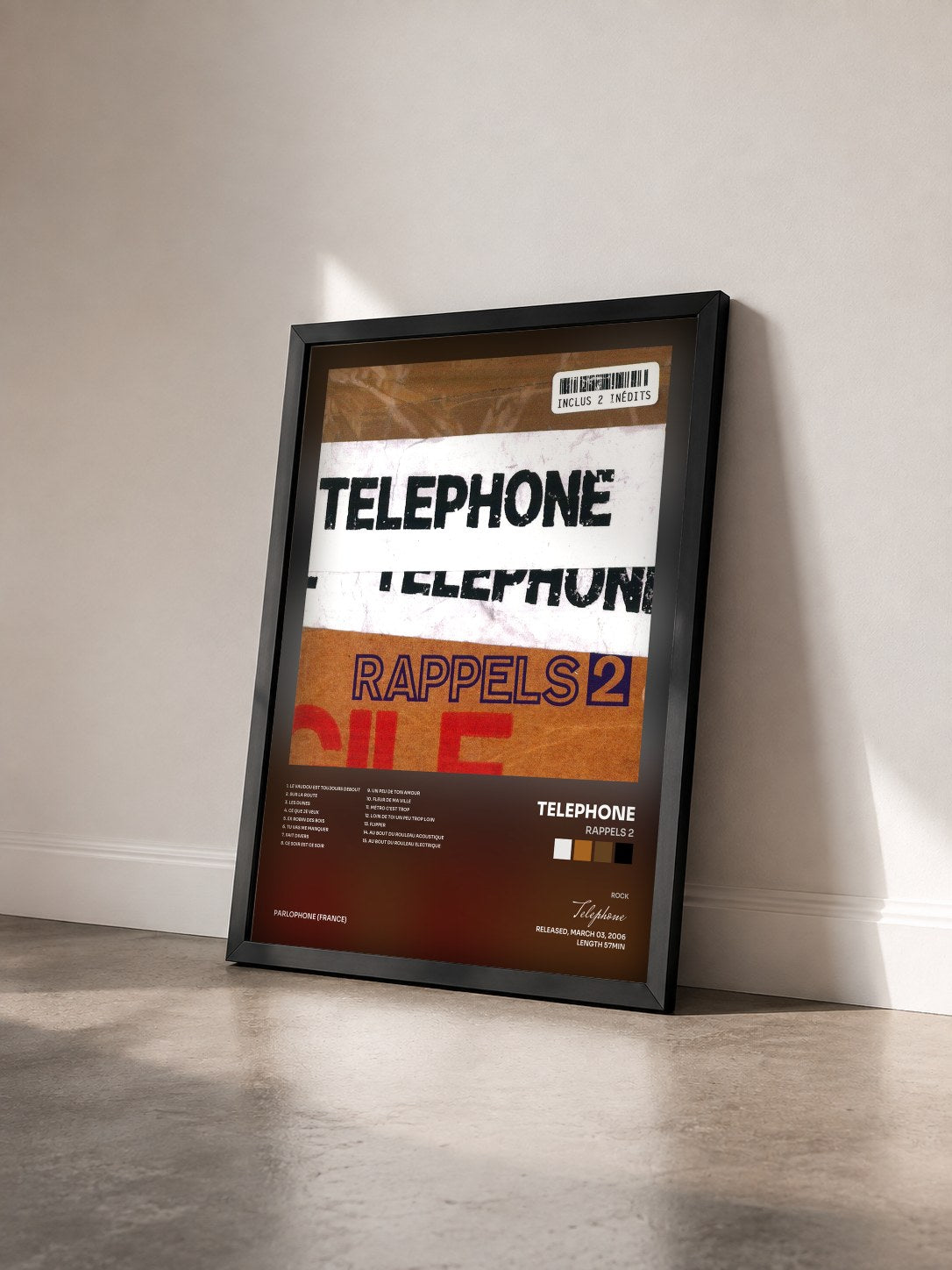 #noir Tableau de l'album Rappels 2 de Telephone vu de trois quarts, cadre noir
