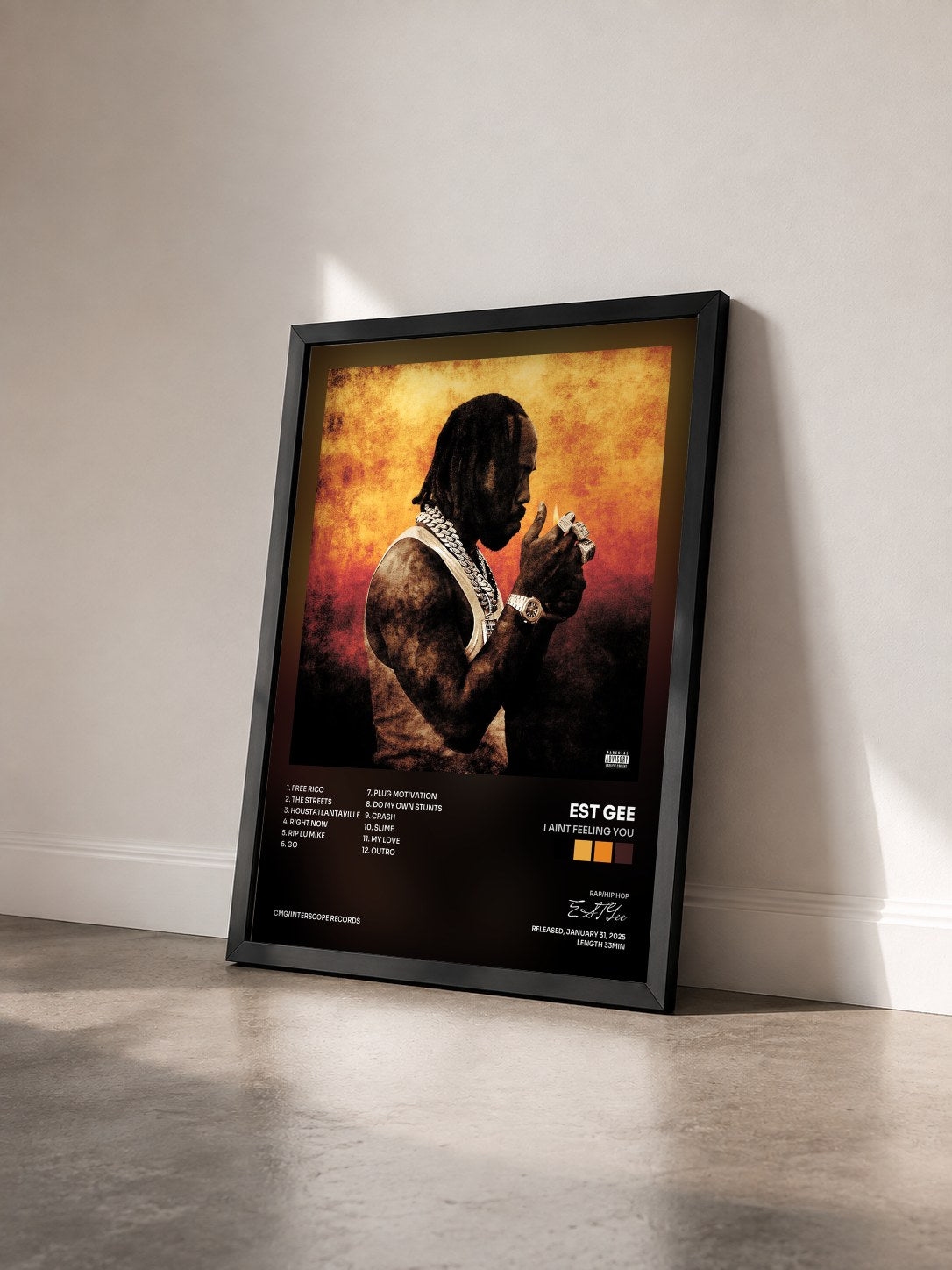 #noir Tableau de l'album I Aint Feeling You de EST Gee vu de trois quarts, cadre noir
