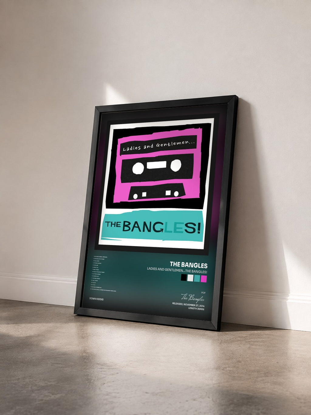 #noir Tableau de l'album Ladies and Gentlemen...The Bangles! de The Bangles vu de trois quarts, cadre noir