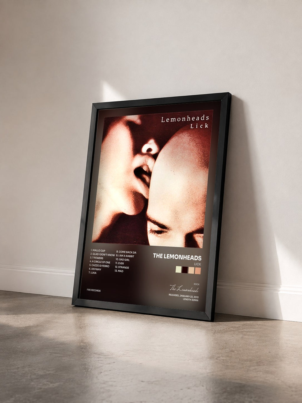 #noir Tableau de l'album Lick de The Lemonheads vu de trois quarts, cadre noir