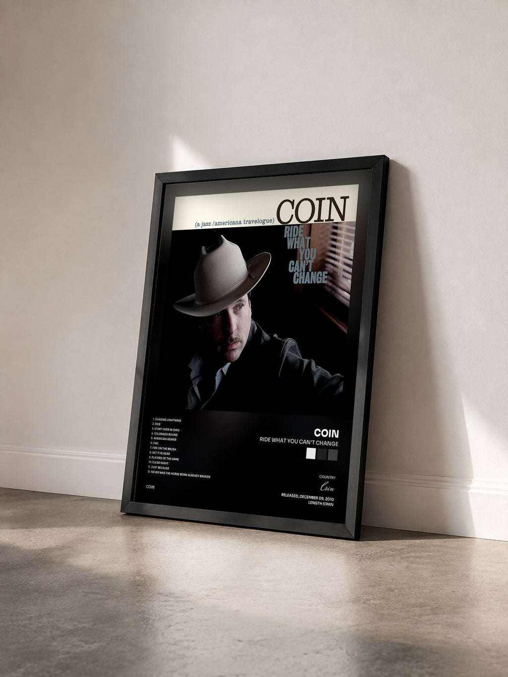 #noir Tableau de l'album Ride What You Can't Change de Coin vu de trois quarts, cadre noir