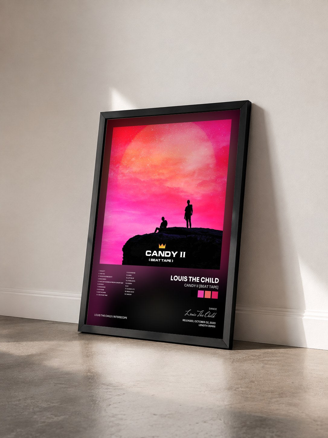 #noir Tableau de l'album Candy II [Beat Tape] de Louis The Child vu de trois quarts, cadre noir