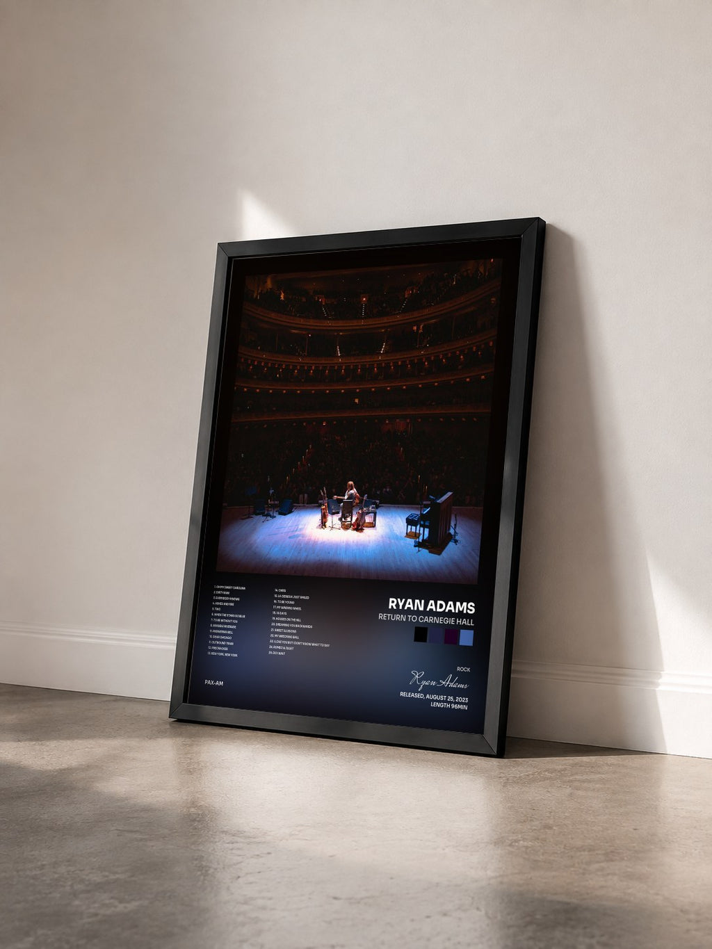 #noir Tableau de l'album Return to Carnegie Hall de Ryan Adams vu de trois quarts, cadre noir