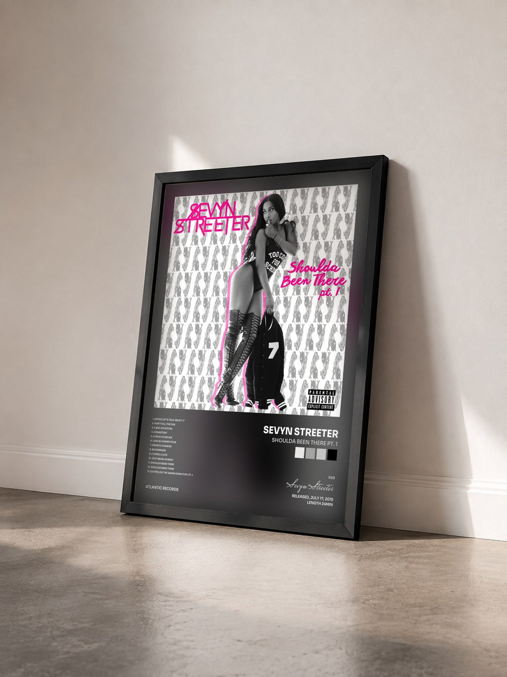 #noir Tableau de l'album Shoulda Been There Pt. 1 de Sevyn Streeter vu de trois quarts, cadre noir