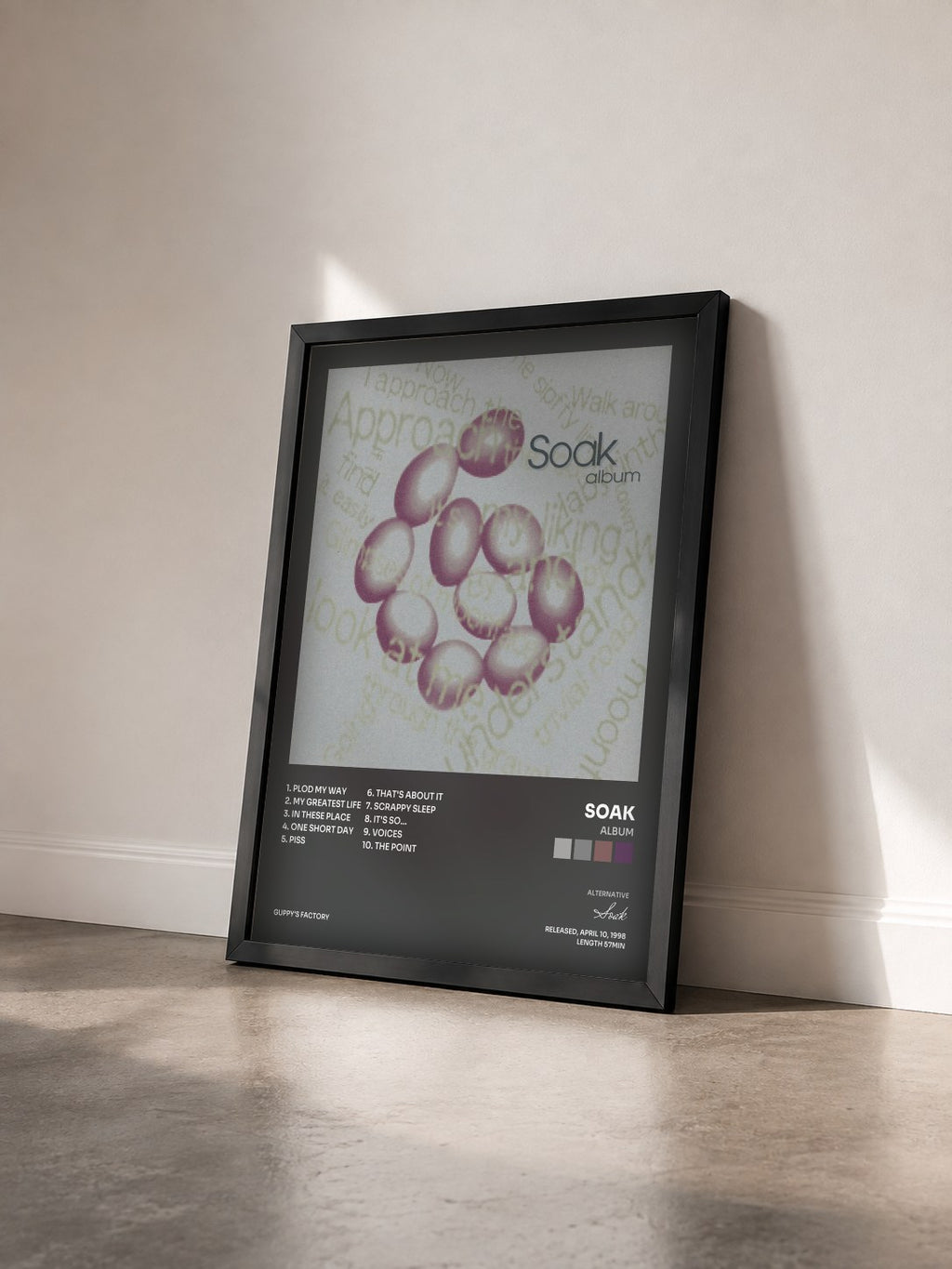 #noir Tableau de l'album album de Soak vu de trois quarts, cadre noir