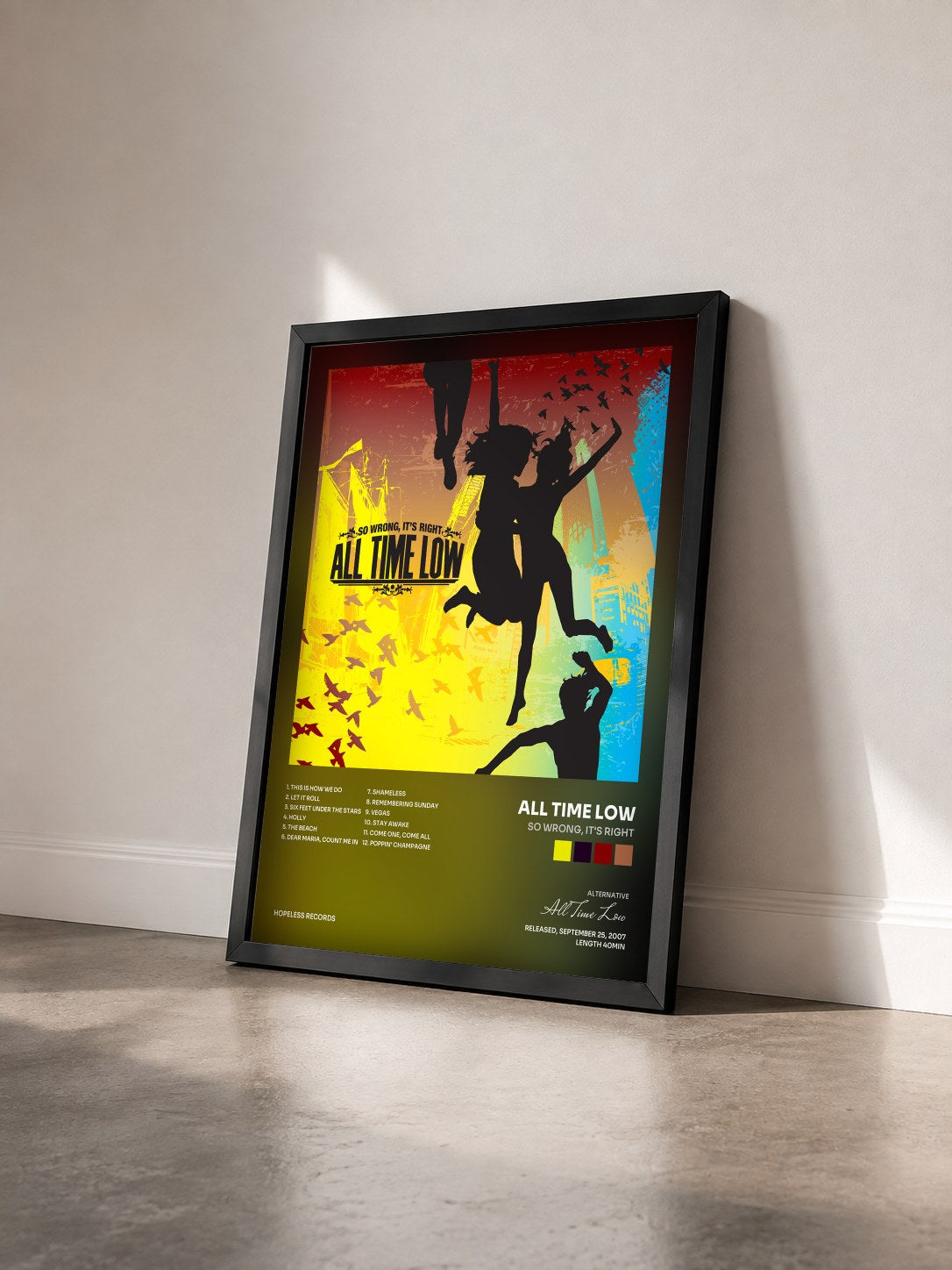#noir Tableau de l'album So Wrong, It's Right de All Time Low vu de trois quarts, cadre noir