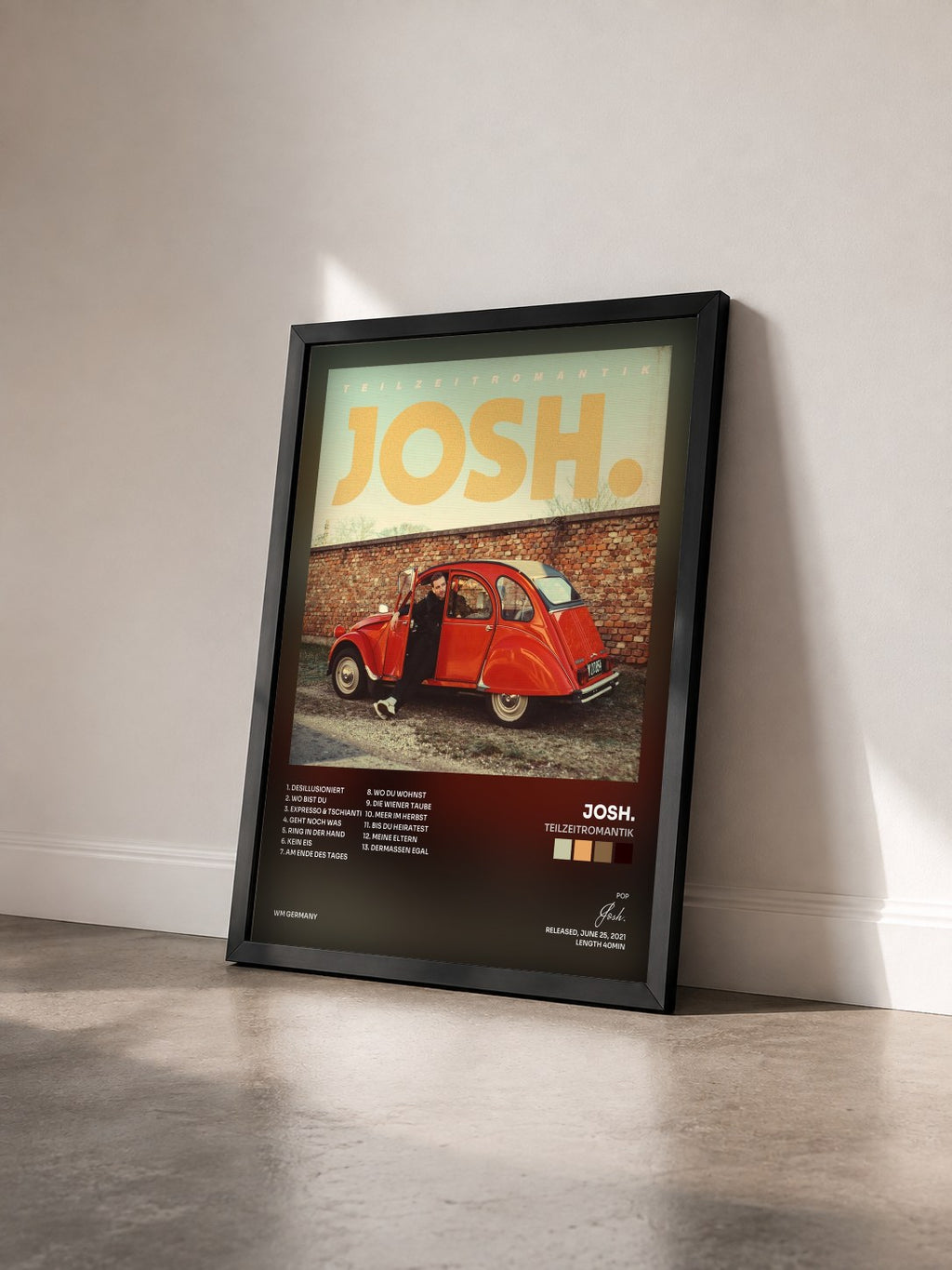 #noir Tableau de l'album Teilzeitromantik de Josh. vu de trois quarts, cadre noir