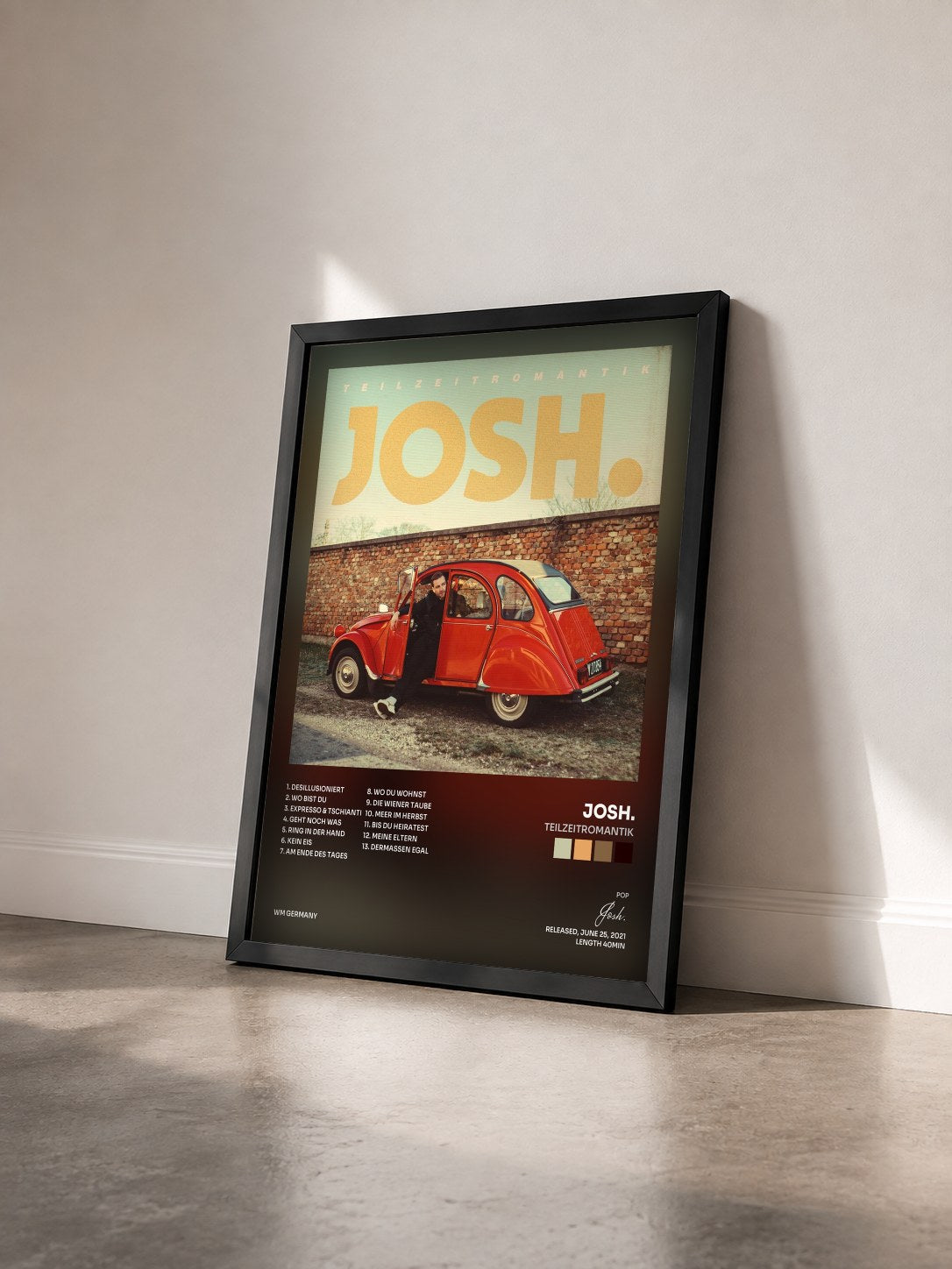 #noir Tableau de l'album Teilzeitromantik de Josh. vu de trois quarts, cadre noir