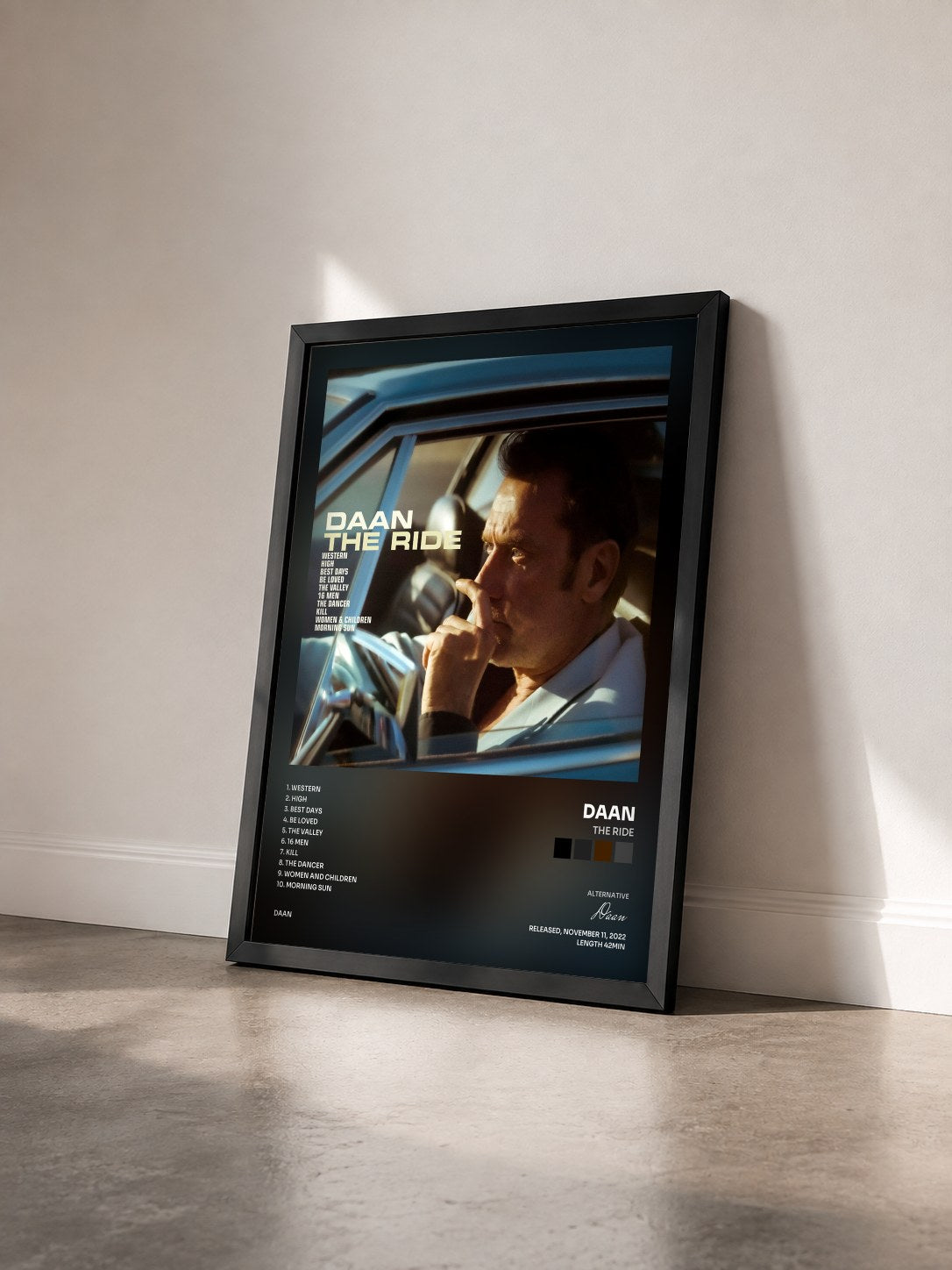 #noir Tableau de l'album The Ride de Daan vu de trois quarts, cadre noir