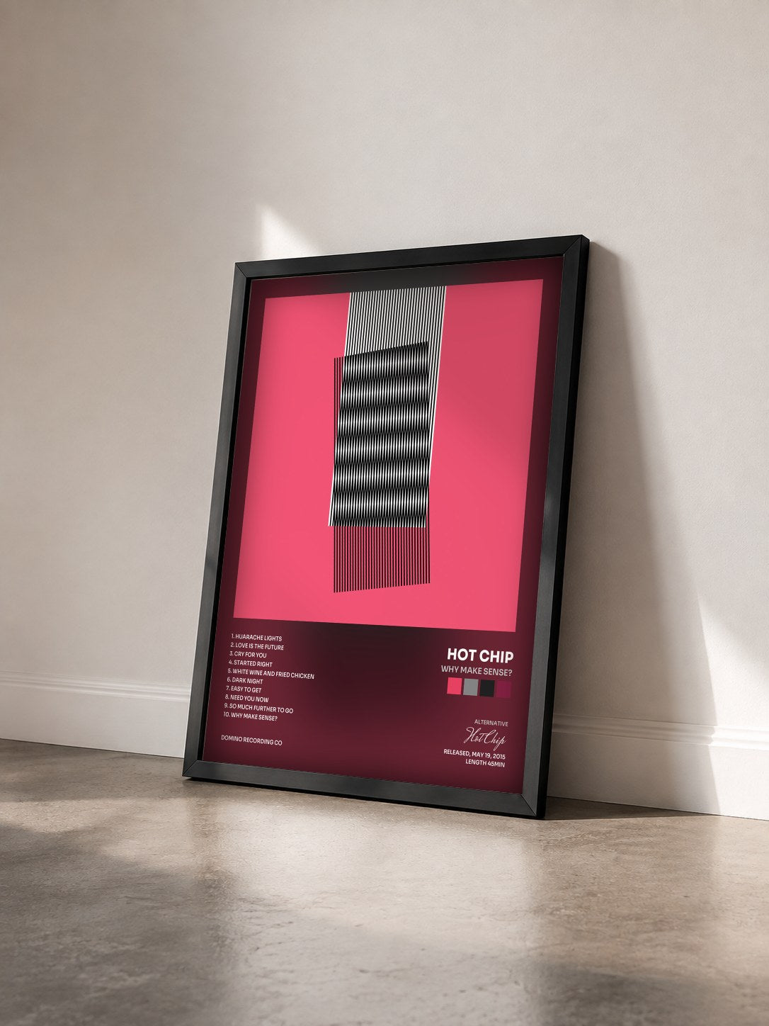 #noir Tableau de l'album Why Make Sense? de Hot Chip vu de trois quarts, cadre noir