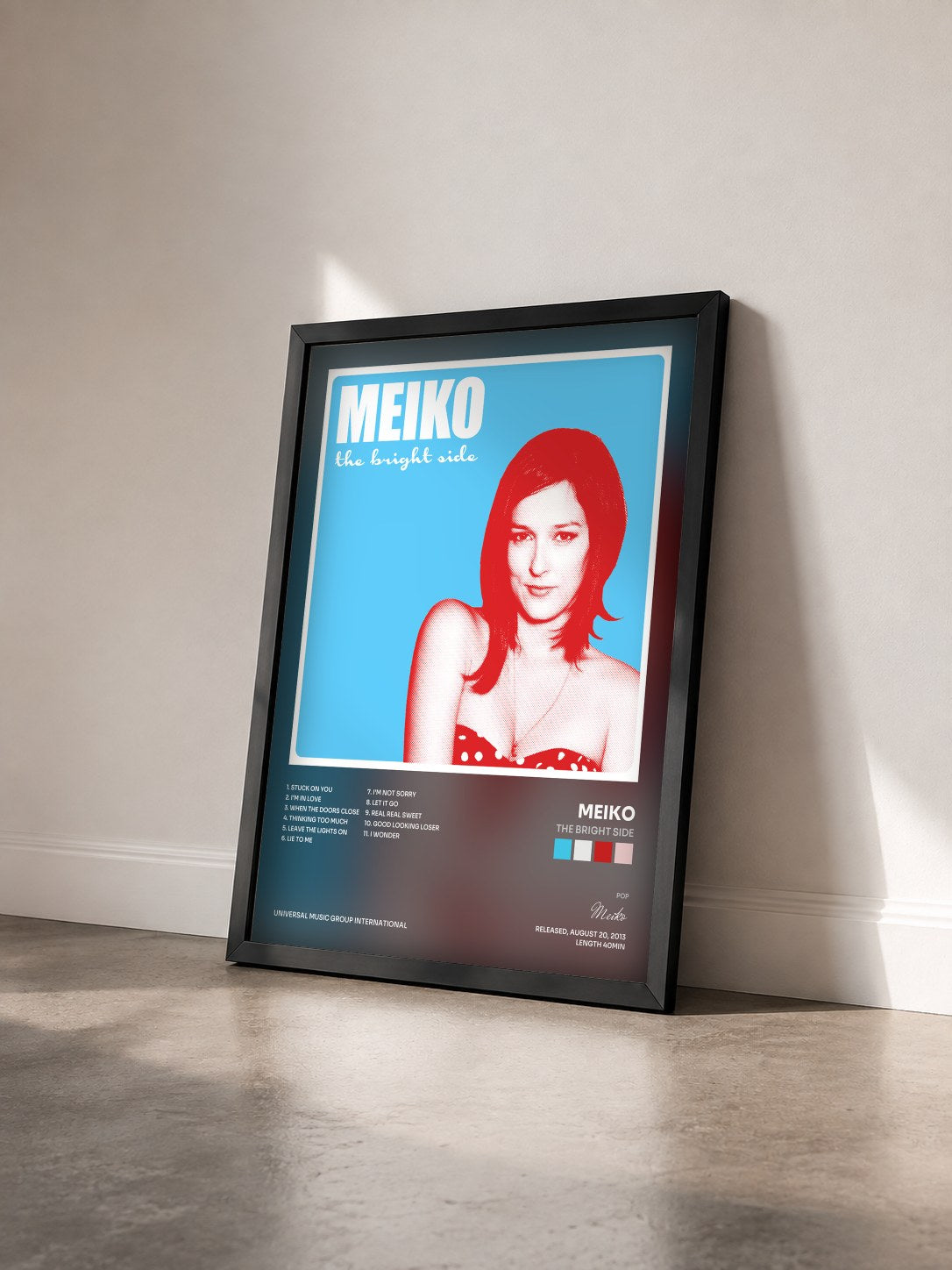 #noir Tableau de l'album The Bright Side de Meiko vu de trois quarts, cadre noir