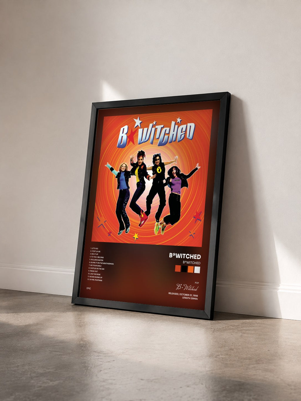 #noir Tableau de l'album B*Witched de B*Witched vu de trois quarts, cadre noir