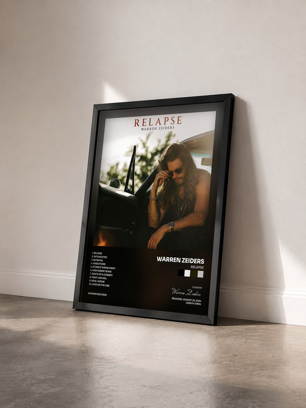#noir Tableau de l'album Relapse de Warren Zeiders vu de trois quarts, cadre noir