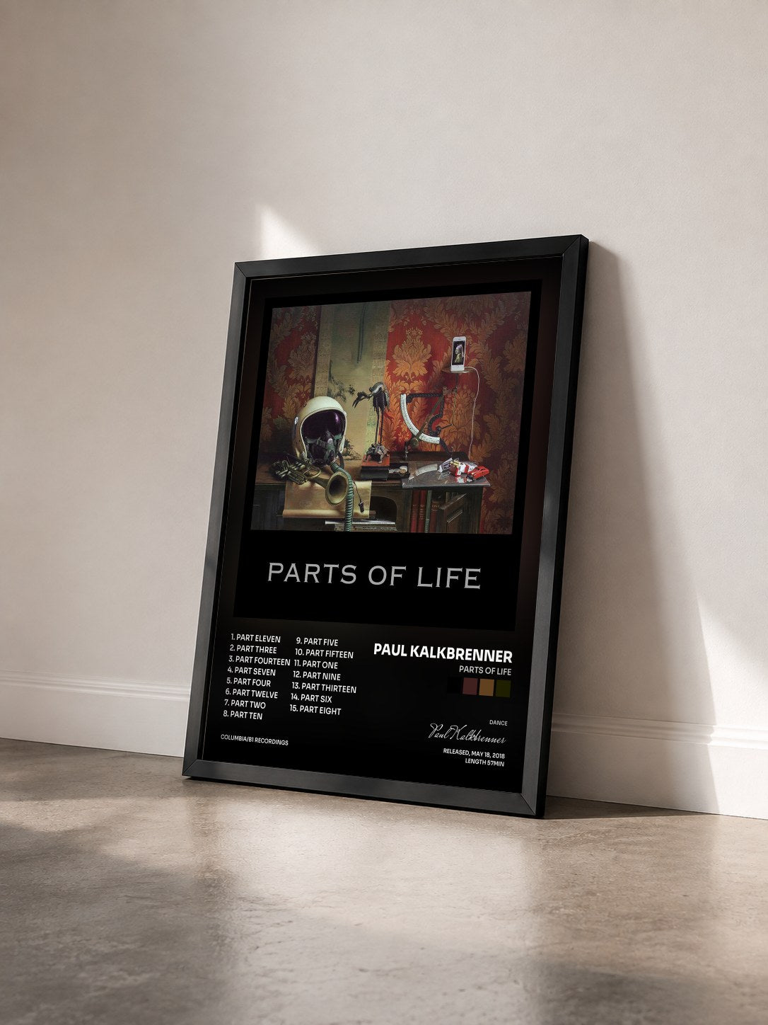 #noir Tableau de l'album Parts of Life de Paul Kalkbrenner vu de trois quarts, cadre noir