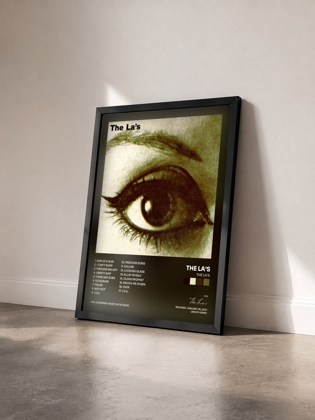 #noir Tableau de l'album The La's de The La's vu de trois quarts, cadre noir
