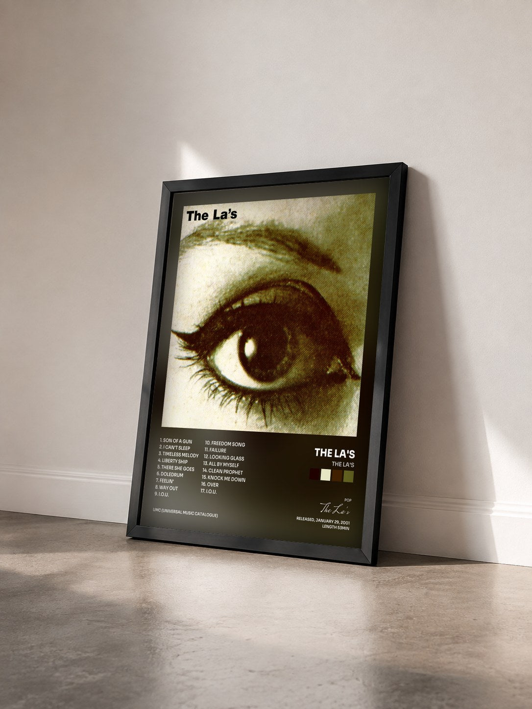 #noir Tableau de l'album The La's de The La's vu de trois quarts, cadre noir